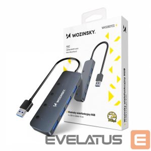 Üleminek Wozinsky  USB-A Hub Wozinsky WHS080YSS 4 x USB-A 3.0 with individual switches, aluminum, with 30 cm cable - gray 