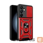 Muud kaubad Hurtel  Hybrid Armor Camshield with Camera Cover and Metal Ring for Samsung Galaxy S25+ - Red 