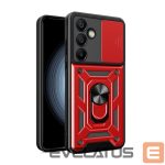 Muud kaubad Hurtel  Hybrid Armor Camshield with Camera Cover and Metal Ring for Samsung Galaxy S24 FE - Red 