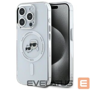 Muud kaubad Karl Lagerfeld  Karl Lagerfeld IML Metal Karl&Choupette Head MagSafe Case for iPhone 15 Pro Max - White 