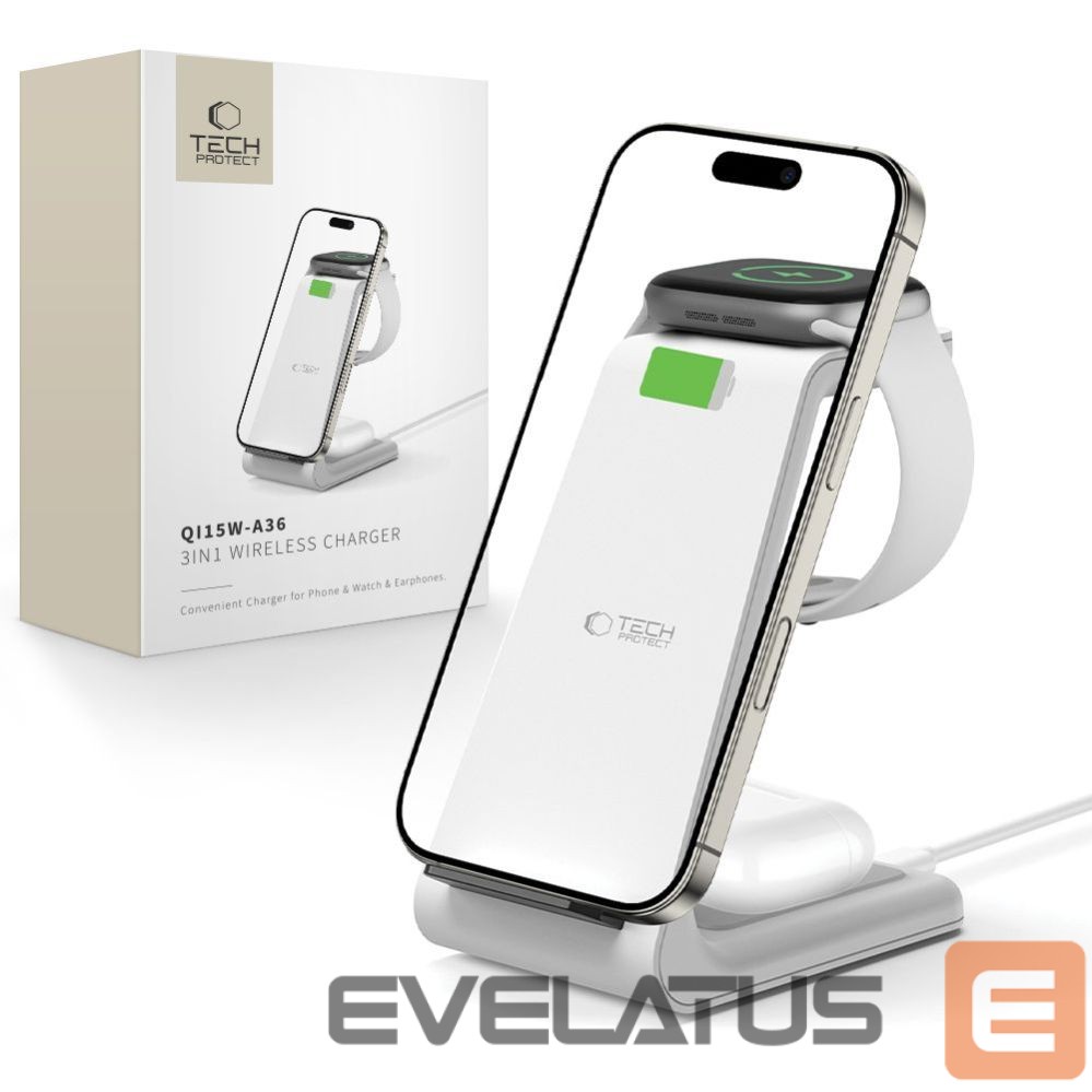 Muud kaubad Tech-Protect Tech-Protect QI15W-A36 3in1 Charging Station for Apple - White