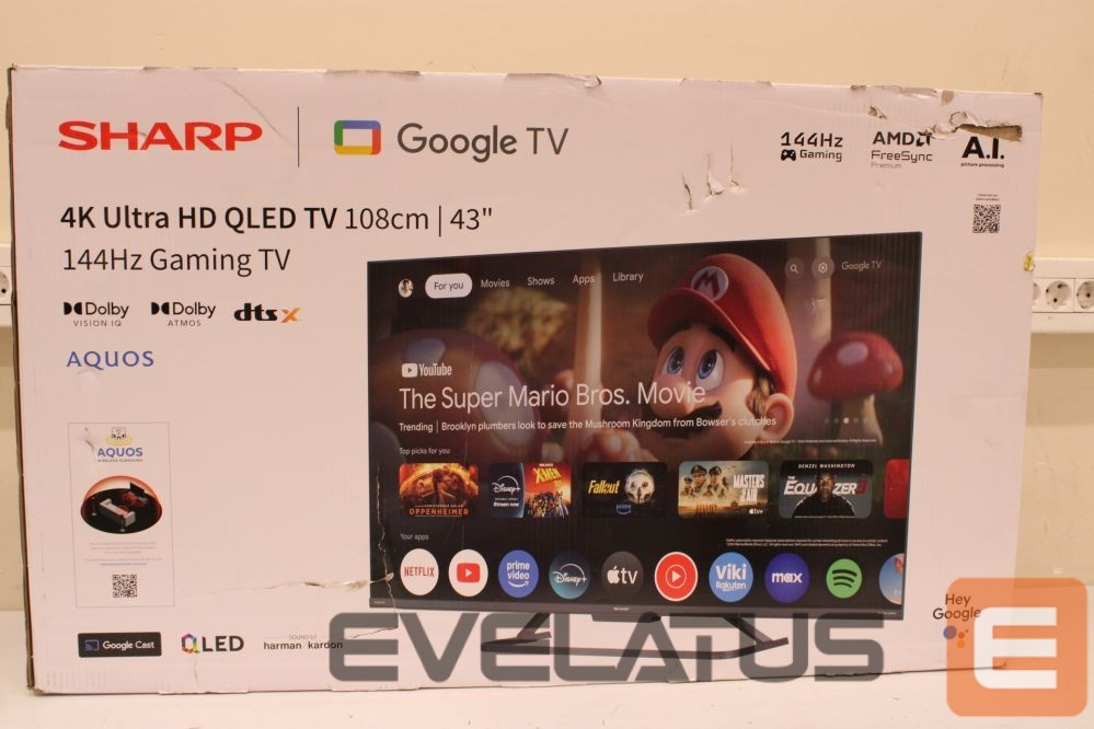 Televiisorid Sharp SALE OUT. 43HR7265E | 43 | Smart TV | Google TV | Black | DAMAGED PACKAGING