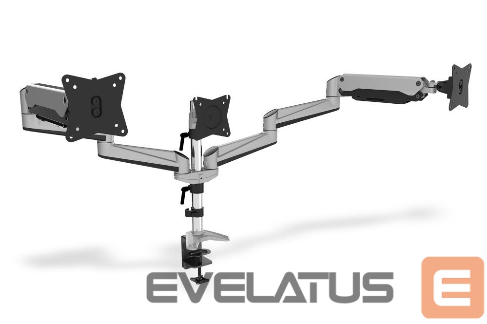 Teleri kinnitus Digitus Desk Mount | Triple Monitor Gas Spring Mount DA-90363 | Adjustable Height, Tilt, Swivel | 15-27 " | Maximum weight (capacity) 3x6 kg | Silver