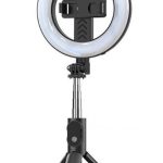 Selfie pulk iLike Universal SELFIE HANDLE TRIPOD AND RING LIGHT BLUETOOTH Black