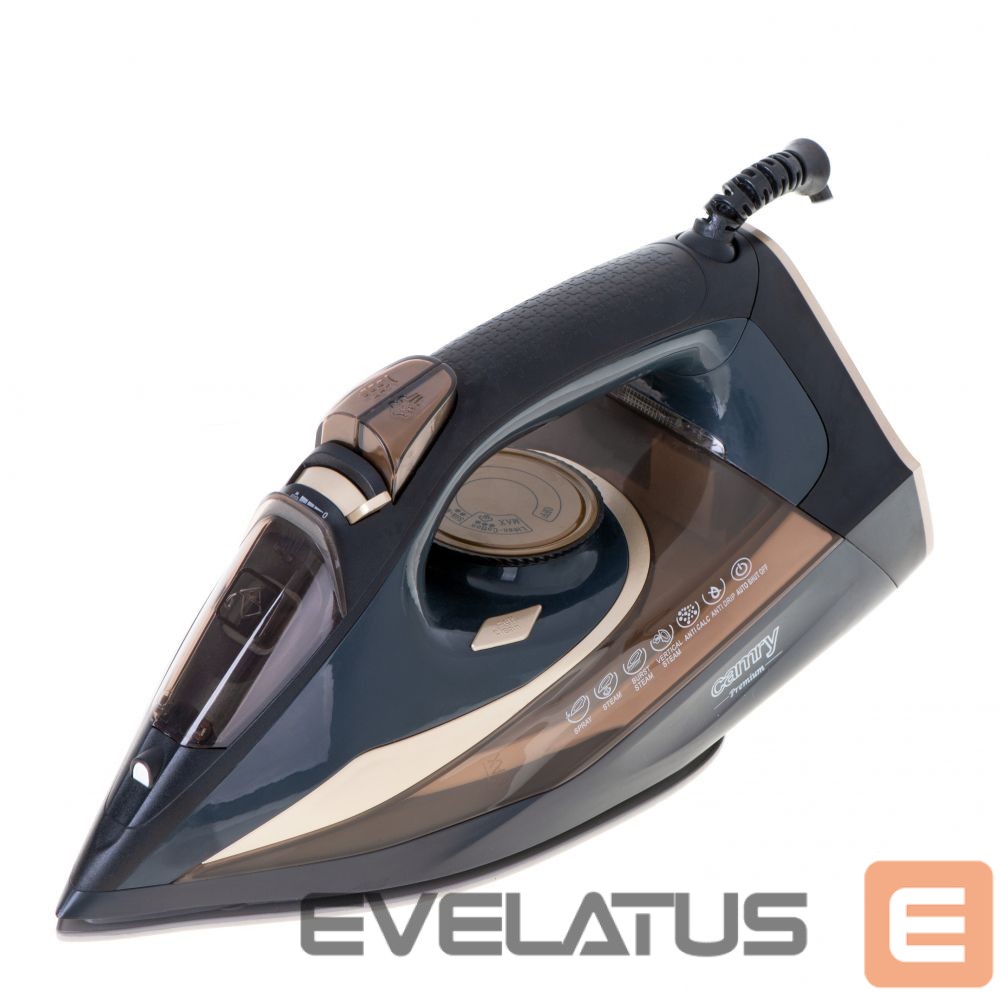 Triikrauad Camry Steam Iron CR 5036 3400 W, Water tank capacity 360 ml, Continuous steam 50 g/min, Black/Gold