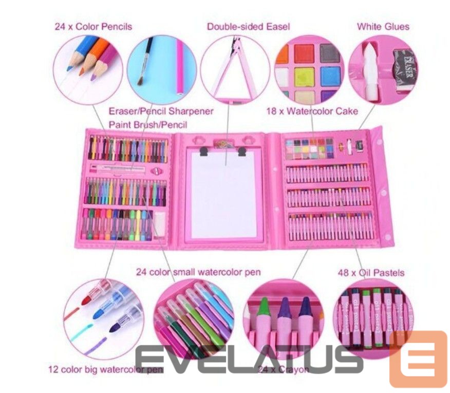 Mänguasjad Kiddyz Stationery Set 208 pcs Kids Art Kit Drawing & Painting Supplies Pink