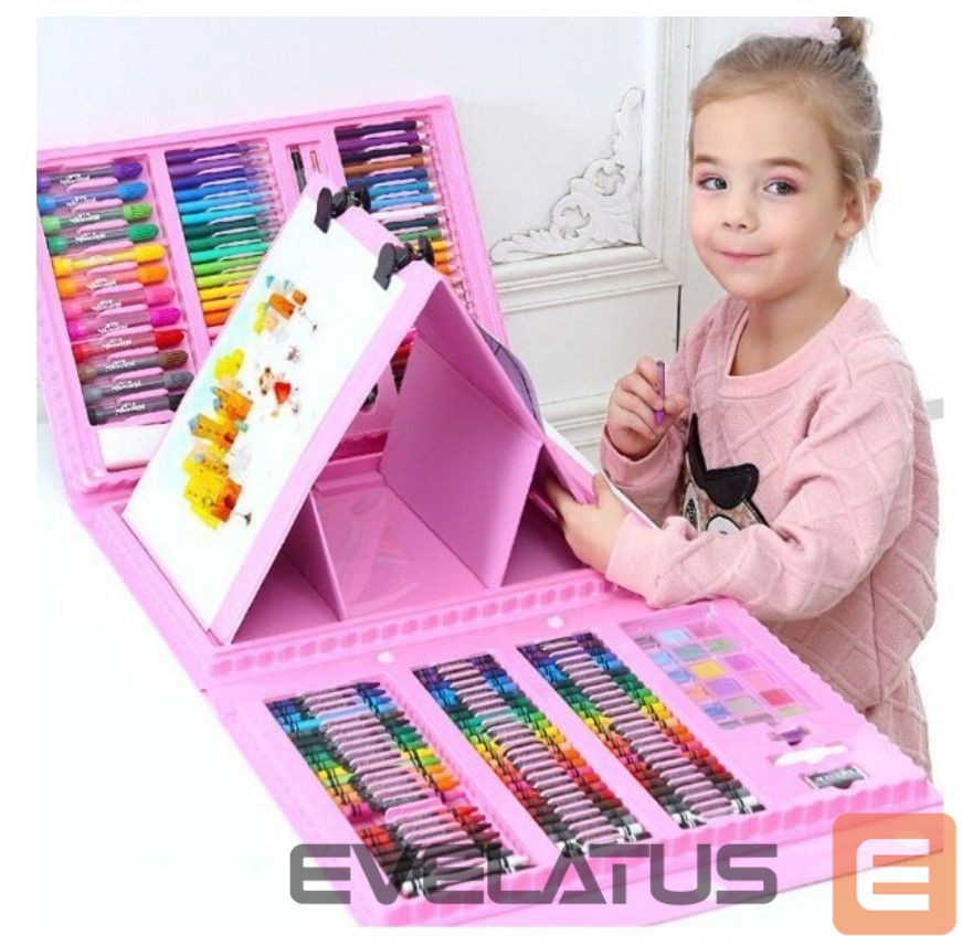 Mänguasjad Kiddyz Stationery Set 208 pcs Kids Art Kit Drawing & Painting Supplies Pink