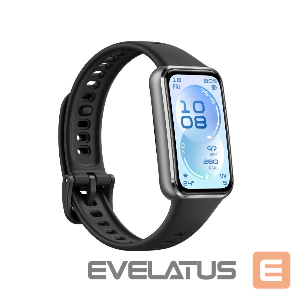 Fitness käevõru Huawei Band 11 Matte Black Durable Polymer Case with Black Fluoroelastomer Strap