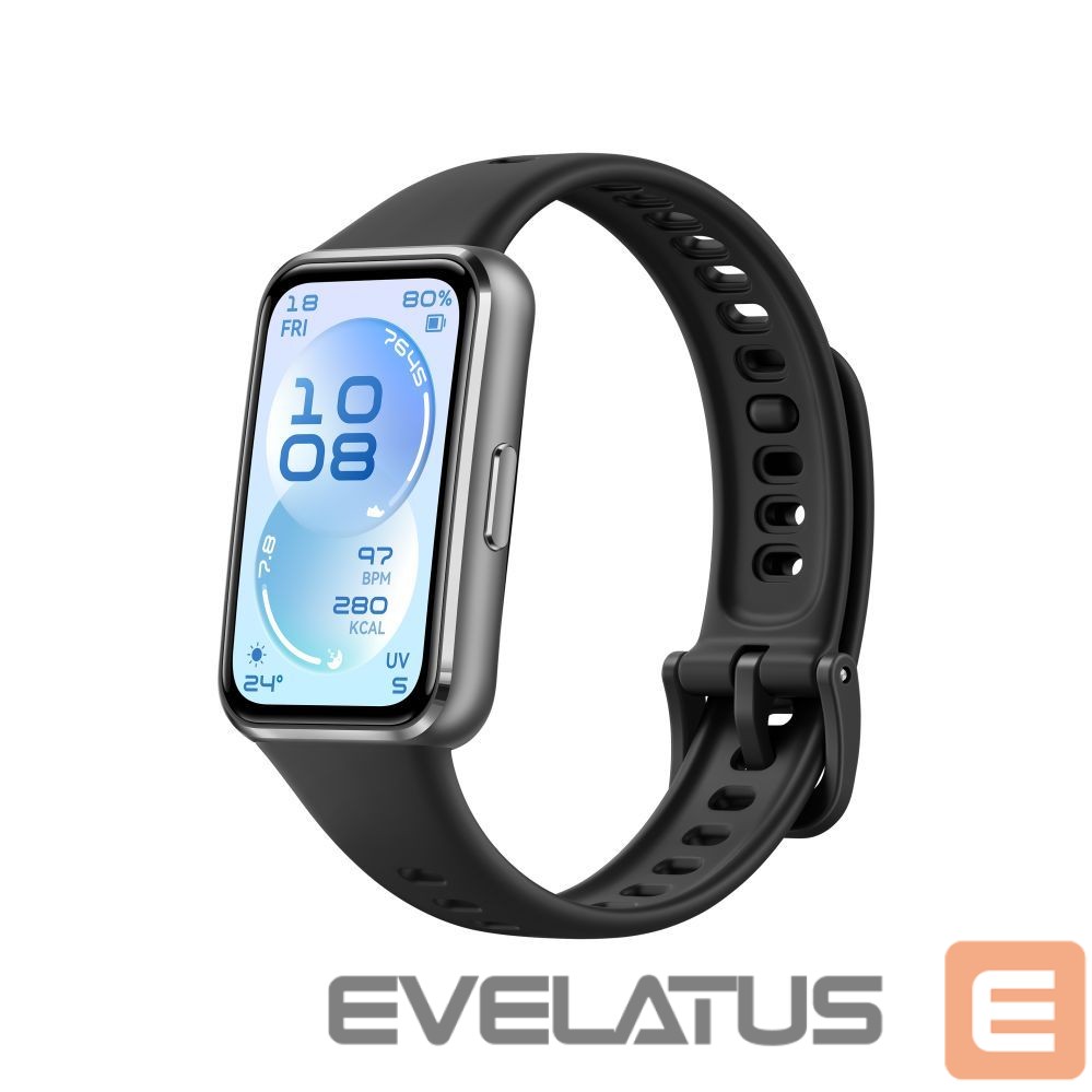 Fitness käevõru Huawei Band 11 Matte Black Durable Polymer Case with Black Fluoroelastomer Strap