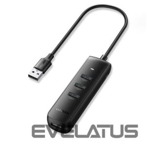 Üleminek Ugreen  4-in-1 USB HUB - 4x USB Type A 3.0 PD DC 12V 0.25m black (CM416 10915) Black