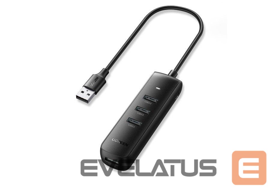 Üleminek Ugreen 4-in-1 USB HUB - 4x USB Type A 3.0 PD DC 12V 0.25m black (CM416 10915) Black