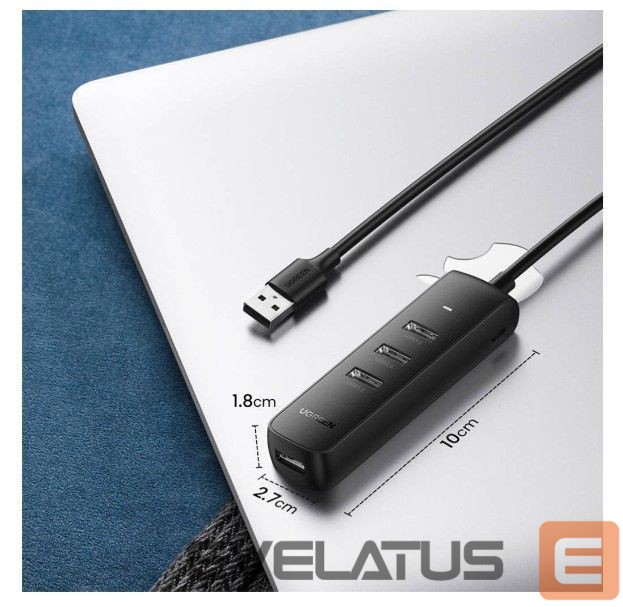 Üleminek Ugreen 4-in-1 USB HUB - 4x USB Type A 3.0 PD DC 12V 0.25m black (CM416 10915) Black