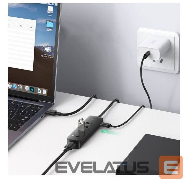 Üleminek Ugreen 4-in-1 USB HUB - 4x USB Type A 3.0 PD DC 12V 0.25m black (CM416 10915) Black