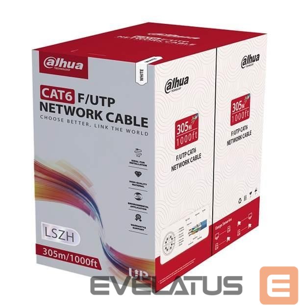 Võrgulülitid DAHUA CABLE CAT6 UTP 305M WHITE/PFM923I-6FN-CD-WHITE