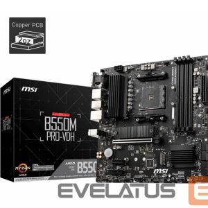 AMD protsessori emaplaat MSI  Mainboard||AMD B550|SAM4|MicroATX|Memory DDR4|Memory slots 4|2xPCI-Express 3.0 1x|1xPCI-Express 4.0 16x|2xM.2|1x15pin D-sub|1xHDMI|1xDisplayPort|2xAudio-In|1xAudio-Out|2xUSB 2.0|4xUSB 3.2|1xPS/2|1xRJ45|B550MPRO-VDH 
