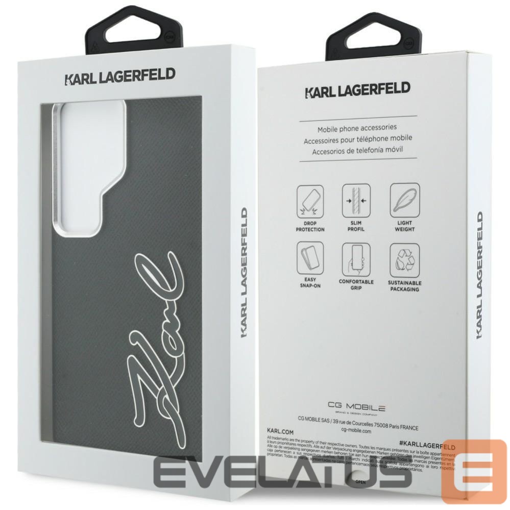 Muud kaubad Karl Lagerfeld Karl Lagerfeld Grained Signature Metal Resin Logo Case for Samsung Galaxy S26 Ultra - Black
