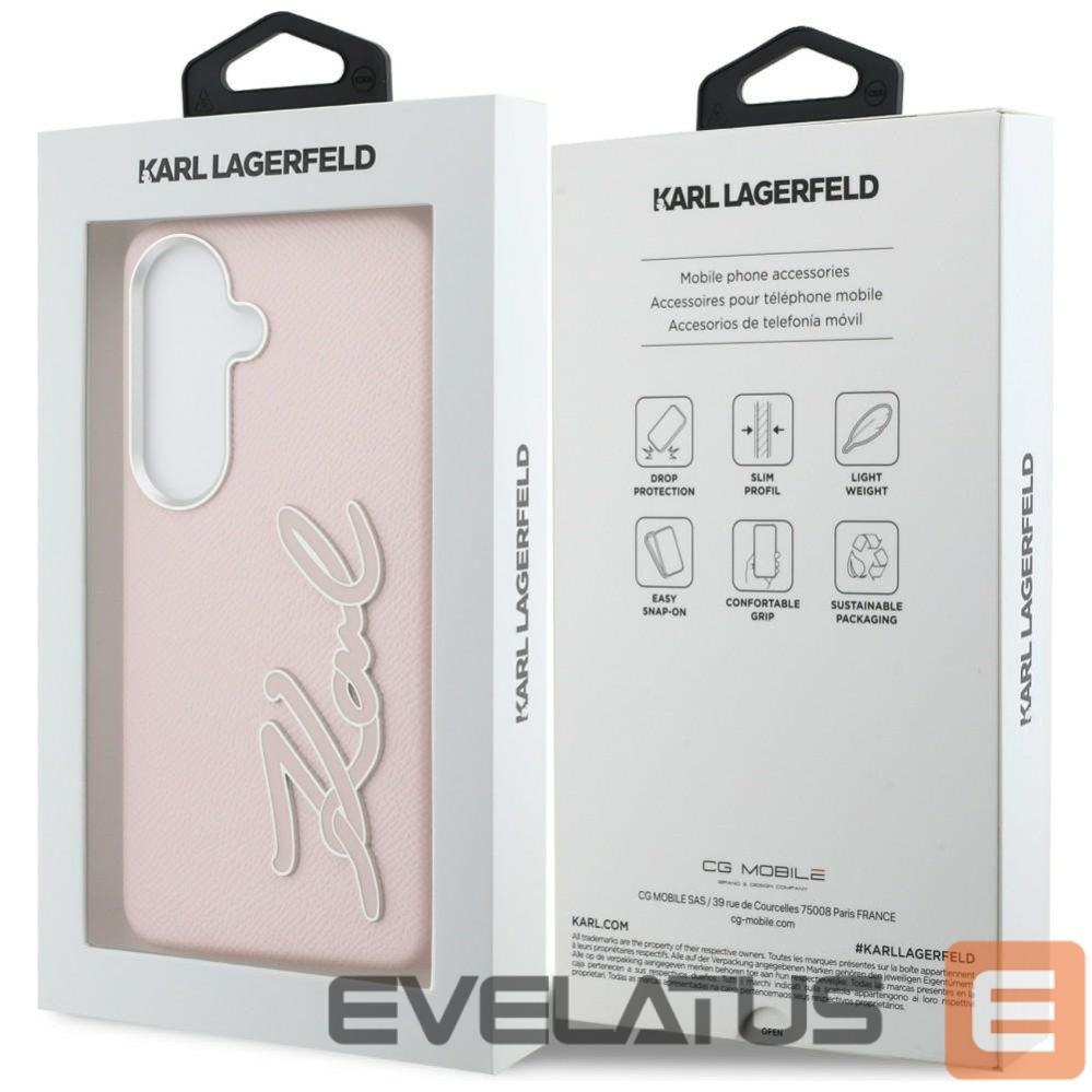 Muud kaubad Karl Lagerfeld Karl Lagerfeld Grained Signature Metal Resin Logo Case for Samsung Galaxy S26 - Pink
