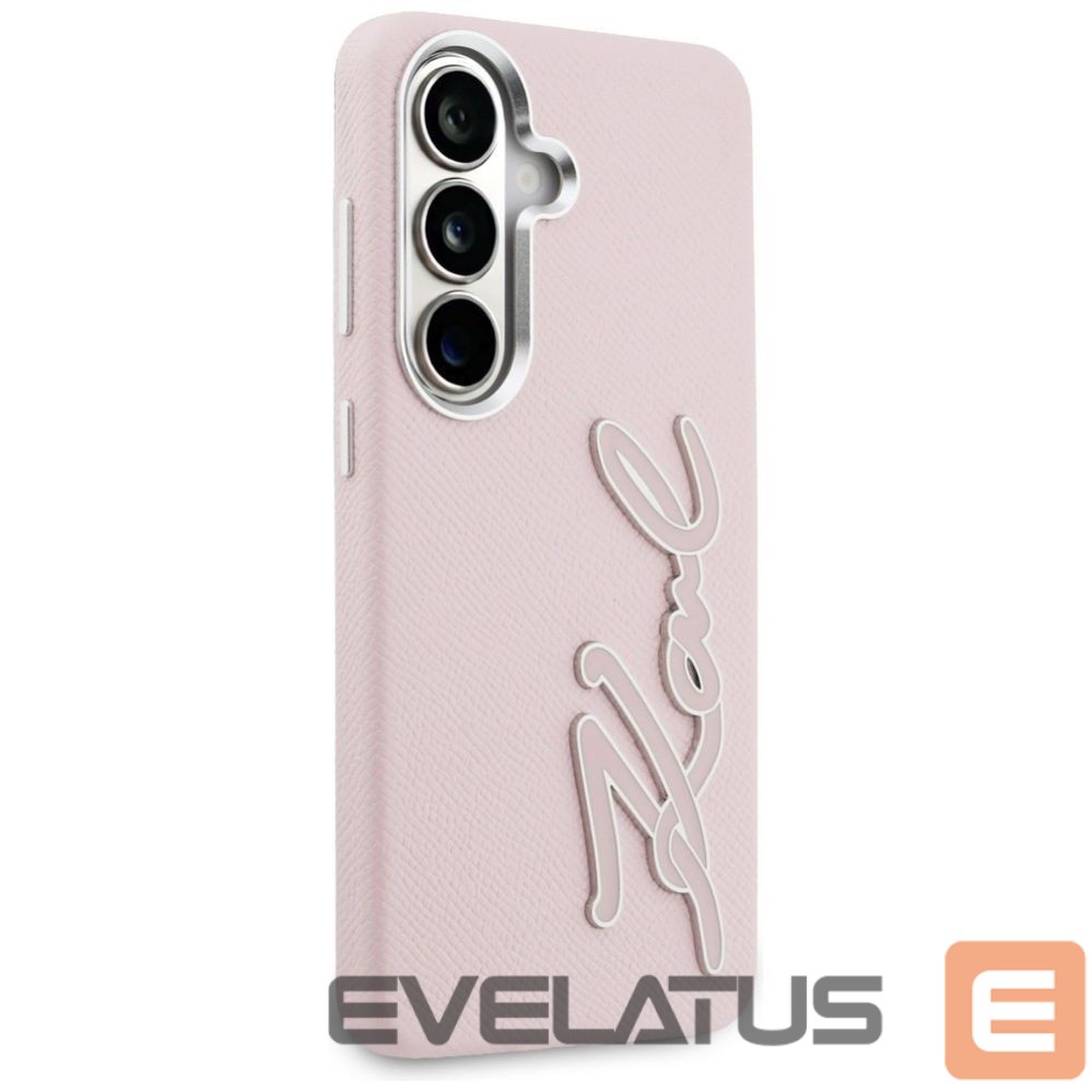 Muud kaubad Karl Lagerfeld Karl Lagerfeld Grained Signature Metal Resin Logo Case for Samsung Galaxy S26 - Pink