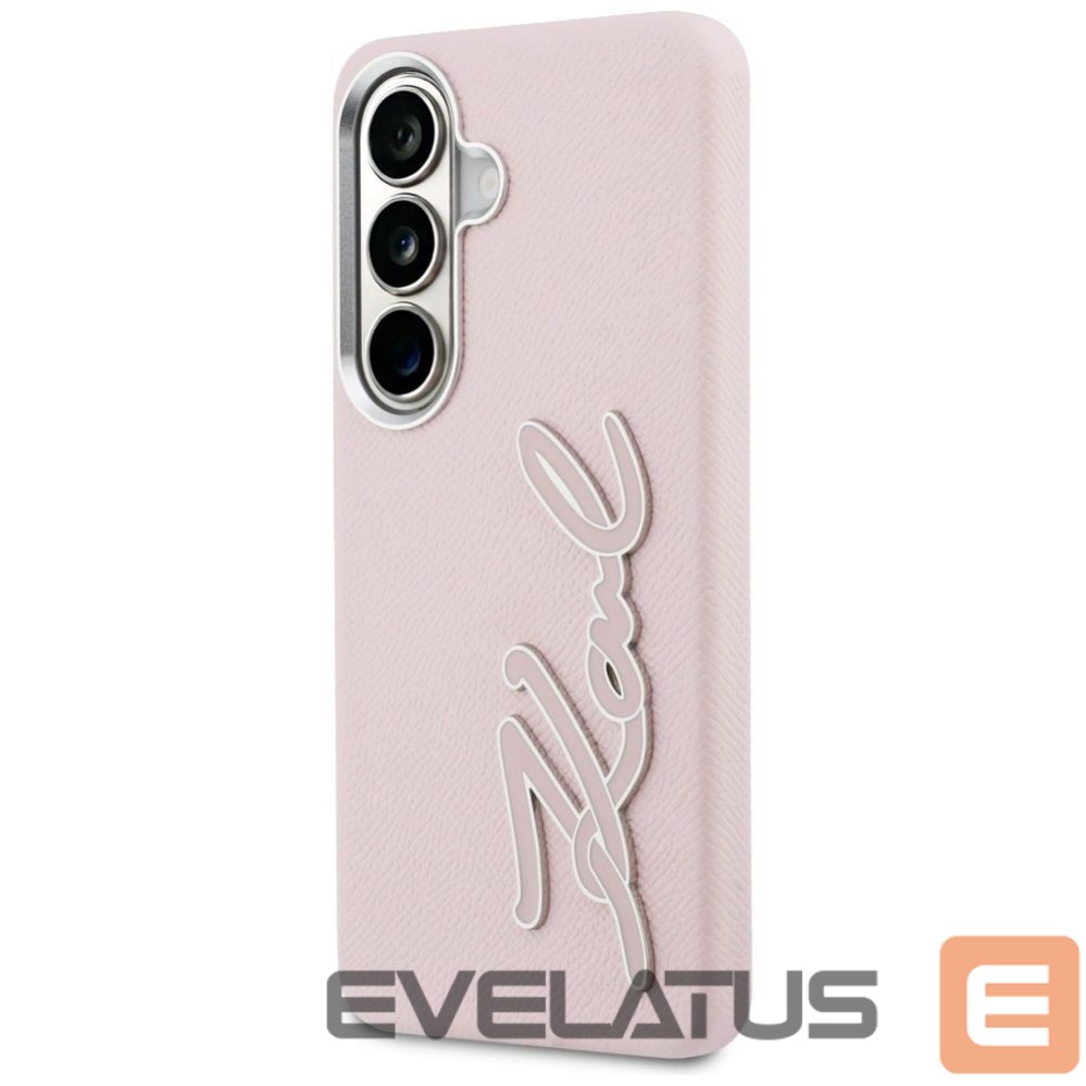Muud kaubad Karl Lagerfeld Karl Lagerfeld Grained Signature Metal Resin Logo Case for Samsung Galaxy S26 - Pink
