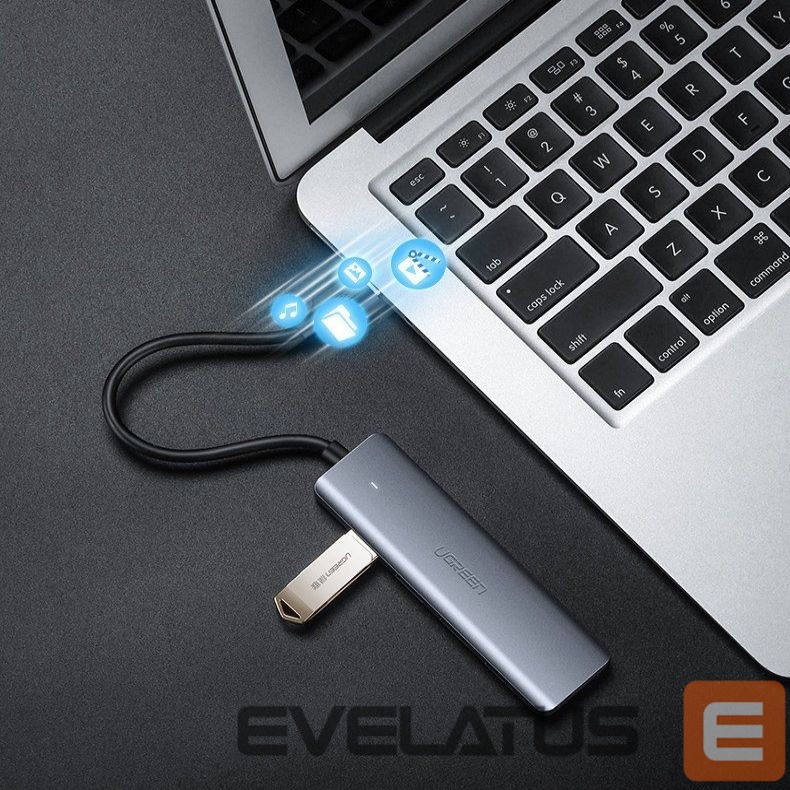 Kaabel Ugreen Ugreen USB HUB - 4x USB 3.2 Gen 1 with micro USB power port gray (CM219 50985)