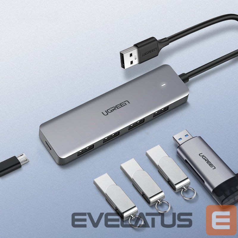 Kaabel Ugreen Ugreen USB HUB - 4x USB 3.2 Gen 1 with micro USB power port gray (CM219 50985)