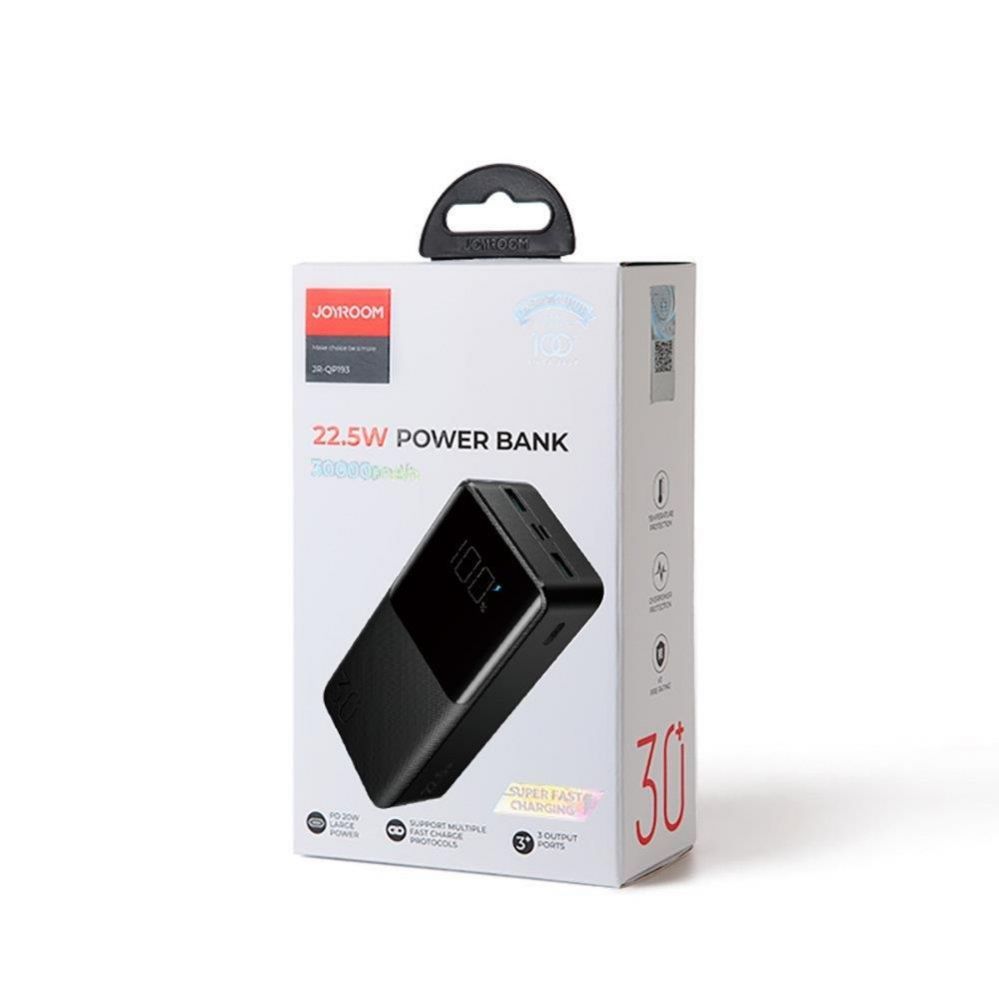 Väline aku Joyroom Joyroom power bank 30000mAh 22.5W PD QC3.0 AFC black (JR-QP193)