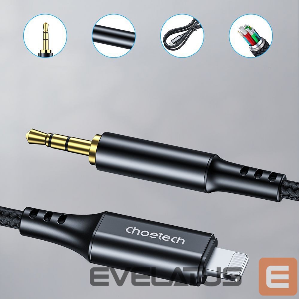 Kaabel Choetech Choetech AUX007 Lighting / mini jack 3.5mm cable 1 m - black