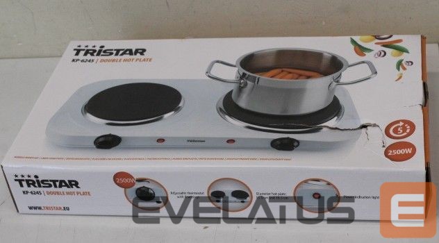 Elektriline ahi Tristar SALE OUT. Free standing table hob | KP-6245 | Number of burners/cooking zones 2 | Rotary | White | DAMAGED PACKAGING | Electric