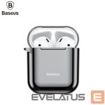 Tagakaaned Baseus  Metallic Shining Ultra-thin Silicone Protector Case with Hook for Airpods 1 / 2 Black
