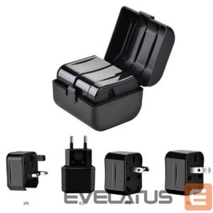 Adaptrid iLike  CP TR1 Network 3in1 Multi-Adapter UK 3-Pin - Euro 2pin - US (USA) - Asia + Storage Case Black