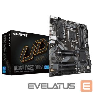Intel protsessori emaplaat Gigabyte  Mainboard||Intel B760 Express|LGA1700|ATX|Memory DDR4|Memory slots 4|4xPCI-Express 3.0 1x|1xPCI-Express 4.0 16x|2xM.2|1xHDMI|1xDisplayPort|4xUSB 2.0|1xUSB 3.2|1xUSB-C|1xPS/2|1xRJ45|3xAudio port|B760DS3HDDR4 