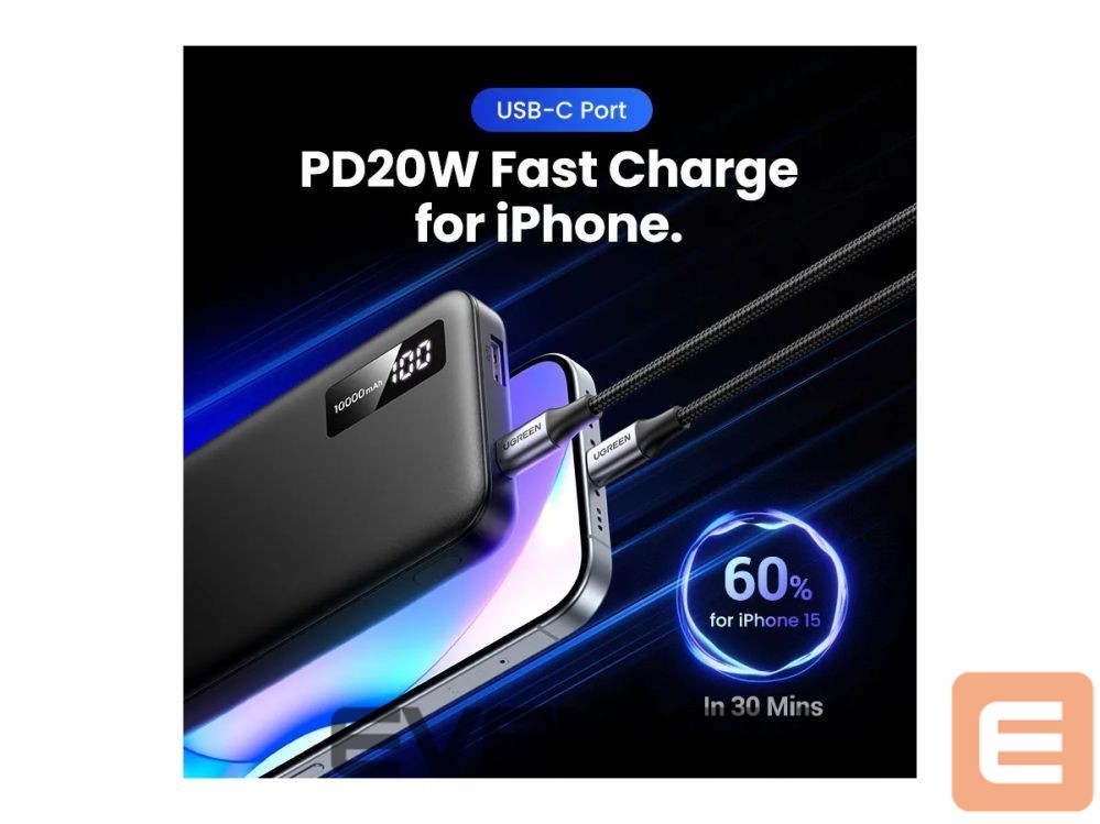 Juhtmeta laadija Ugreen UGREEN 10000mAh Two-way Fast Charging Powerbank Black Black