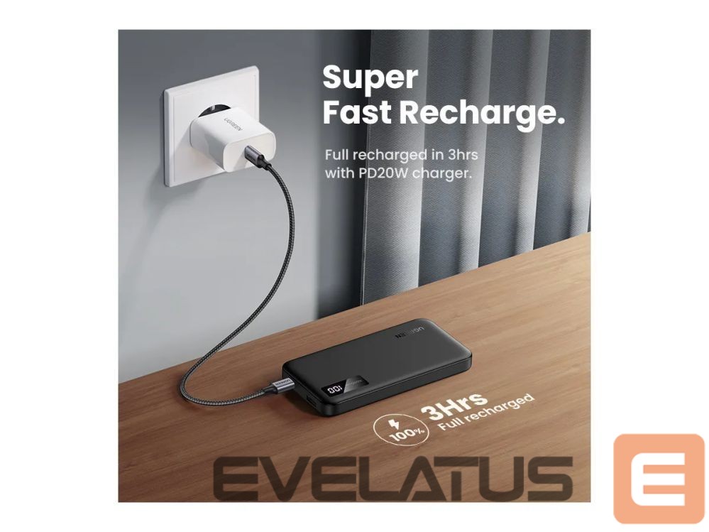 Juhtmeta laadija Ugreen UGREEN 10000mAh Two-way Fast Charging Powerbank Black Black