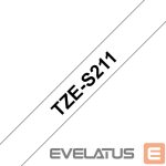 Tarvikud ja tarvikud Brother  TZe-S211 Strong Adhesive Laminated Tape Black on White, TZe, 8 m, 6 mm 