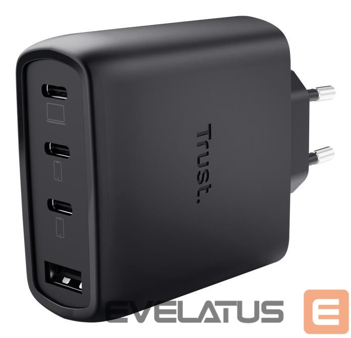 Laadijad ja juhtmed Trust MOBILE CHARGER WALL MAXO 65W/4-PORT GAN BLACK 26067