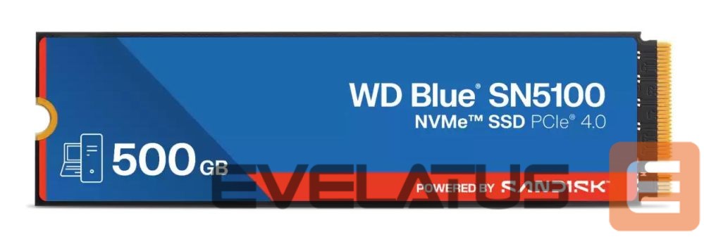 Kõvaketas SSD SANDISK BY WESTERN DIGITAL SSD||300xTBW rating|MTBF 1750000 h|Read speed 6600 MB/s|Write speed 5600 MB/s|NVMe Yes|PCI Express 4.0|M.2|500 GB|POWERED BY |Blue SN5100|WDS500G5B0E-00CPE0