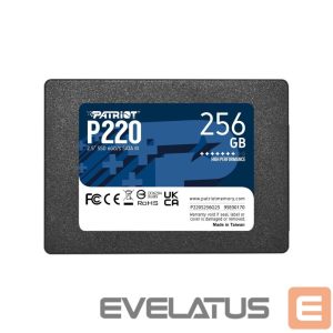Kõvaketas SSD Patriot  SSD||P220|256GB|SATA|Write speed 490 MBytes/sec|Read speed 550 MBytes/sec|2,5"|TBW 120 TB|P220S256G25 
