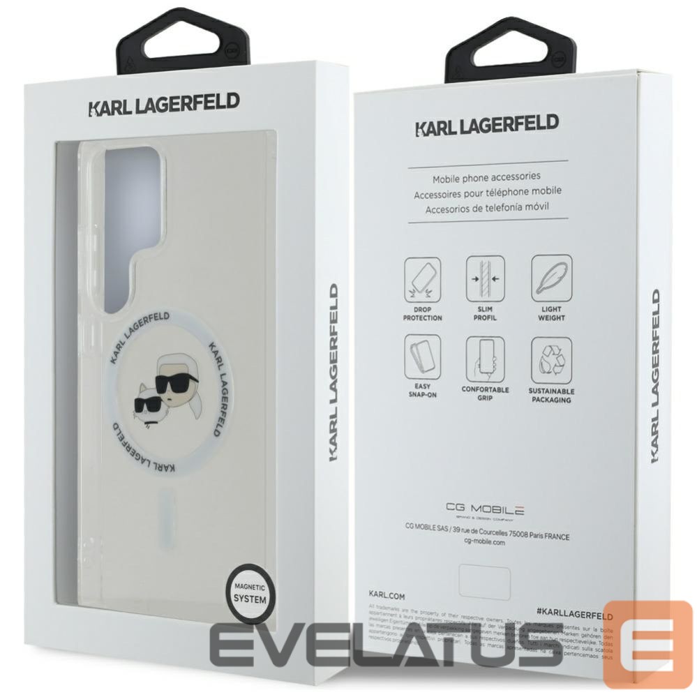 Muud kaubad Karl Lagerfeld Case Karl Lagerfeld Button Karl & Choupette Heads Printed Logo MagSafe Samsung Galaxy S25 Ultra white