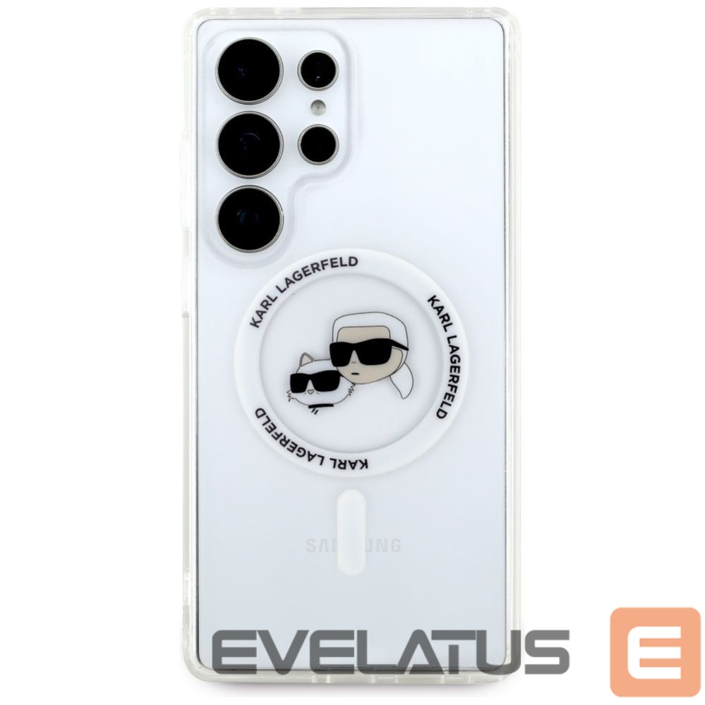 Muud kaubad Karl Lagerfeld Case Karl Lagerfeld Button Karl & Choupette Heads Printed Logo MagSafe Samsung Galaxy S25 Ultra white