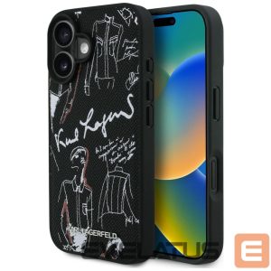 Muud kaubad Karl Lagerfeld  Karl Lagerfeld Grained Pattern & Logo MagSafe Case for iPhone 16 - Black 