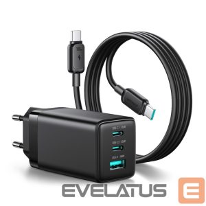 Muud kaubad Joyroom  Joyroom JR-TG10 65W GaN 2x USB-C + USB-A wall charger with 100W USB-C - USB-C 1.2m cable - black 