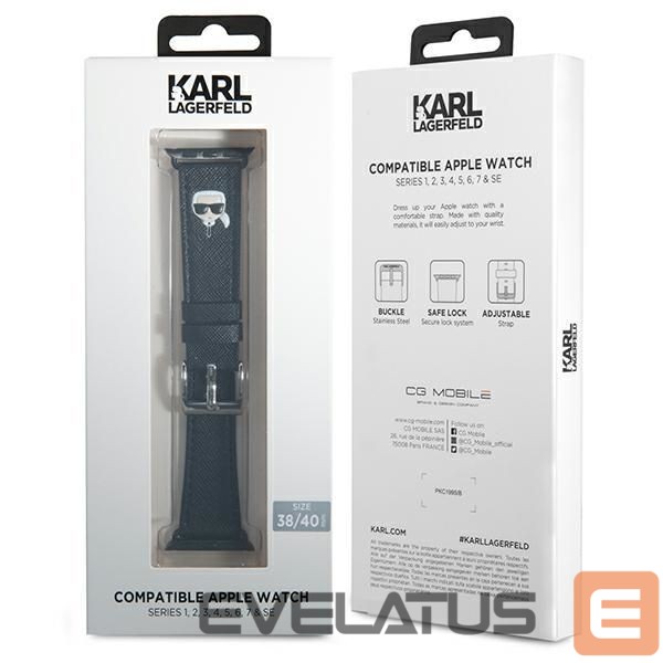 Muud kaubad Karl Lagerfeld Karl Lagerfeld Ikonik Saffiano Karl Heads Strap for Apple Watch (38 / 40 / 41 mm) - Black