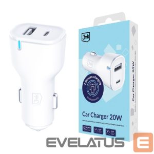 Muud kaubad 3MK  3mk Car Charger 20W PD3.0 QC 3.0 USB 1A1C - White 