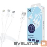 Muud kaubad 3MK  3mk Cable 3in1 USB-A - micro USB / Lightning / USB-C 1.2m 20V/2.4A 15W - white 
