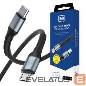 Muud kaubad 3MK  3mk Hyper Cable N-SERIES USB-C / MicroUSB 3m QC 3.0 5V/2A 10W - black 