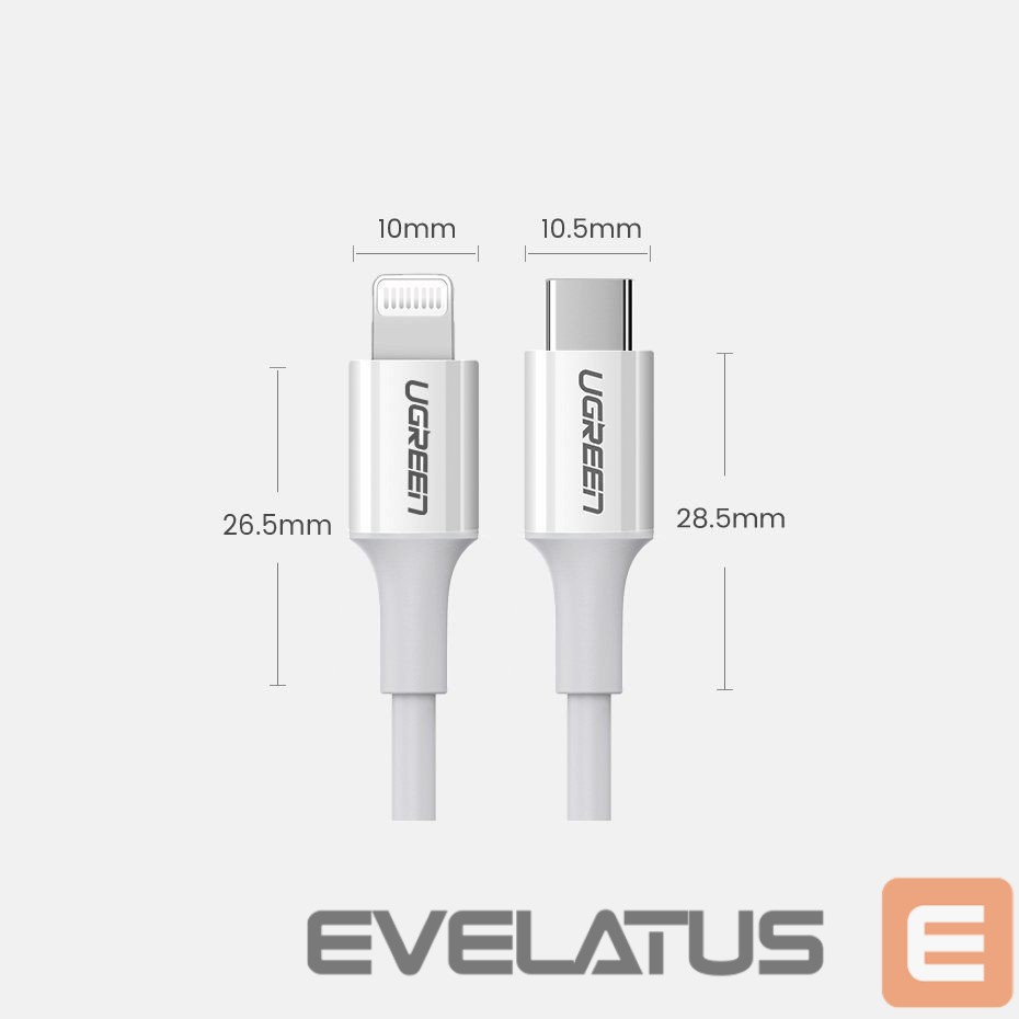 Kaabel Ugreen Ugreen US171 Lightning - USB-C MFi PD cable 20W 480Mb/s 1m - white