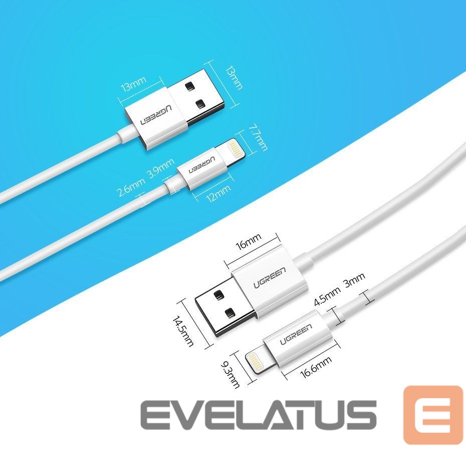 Kaabel Ugreen Ugreen US155 20728 USB-A / Lightning MFi 2.4A cable 1m - white