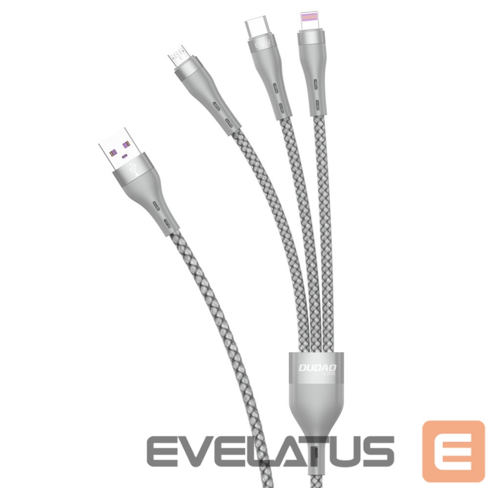 Kaabel Dudao Dudao 3in1 USB cable - Lightning / microUSB / USB Type C 65W 1.2m gray (L20X)