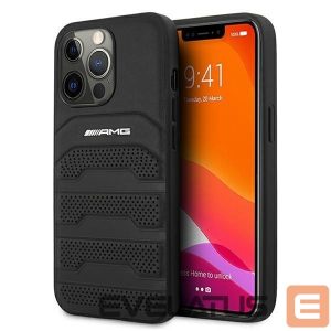 Tagakaaned Mercedes-Benz  AMG AMHCP13XGSEBK iPhone 13 Pro Max 6,7" czarny/black hardcase Leather Debossed Lines 