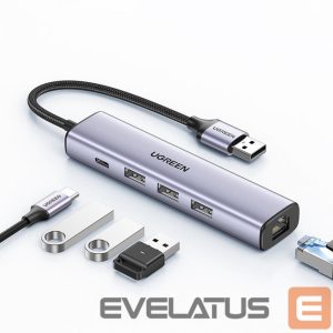 Kaabel Ugreen  Ugreen multifunctional adapter HUB USB 3.0 - 3 x USB / Ethernet RJ-45 / USB Type C PD gray (CM475) 